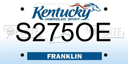 S275OE Kentucky License Plate