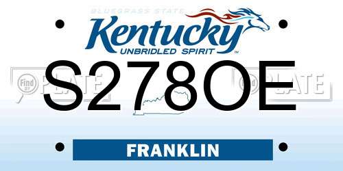 S278OE Kentucky License Plate