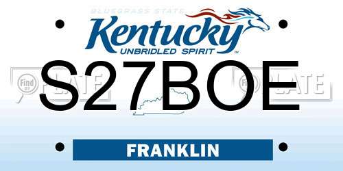 S27BOE Kentucky License Plate