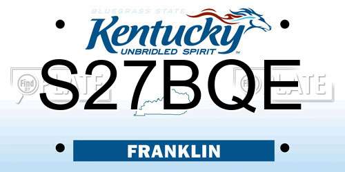 S27BQE Kentucky License Plate