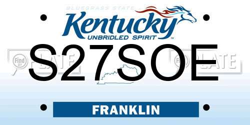 S27SOE Kentucky License Plate