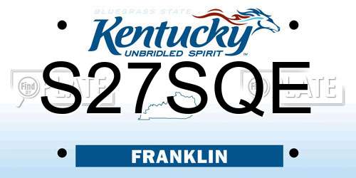 S27SQE Kentucky License Plate