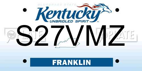 S27VMZ Kentucky License Plate