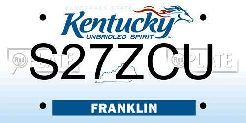 S27ZCU Kentucky License Plate