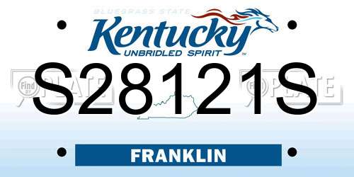 S28121S Kentucky License Plate
