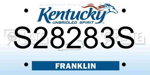 S28283S Kentucky License Plate