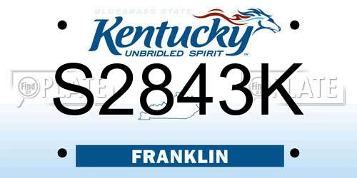 S2843K Kentucky License Plate