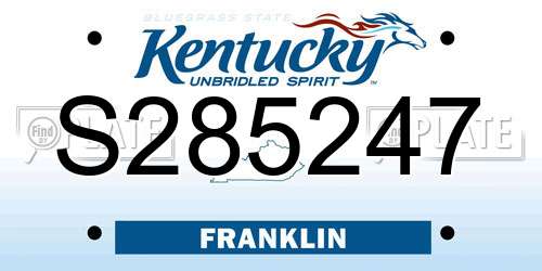 S285247 Kentucky License Plate
