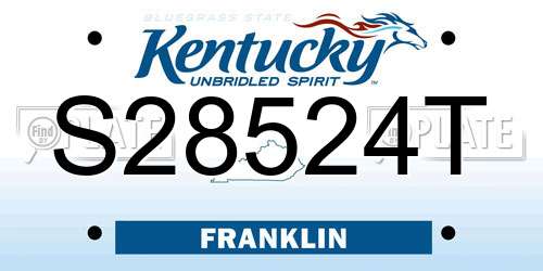 S28524T Kentucky License Plate