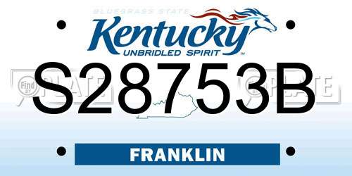 S28753B Kentucky License Plate