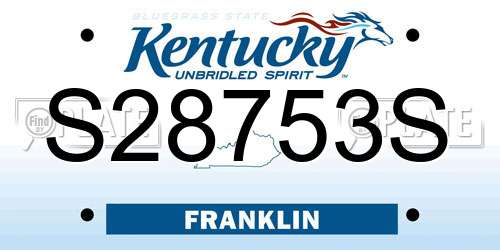 S28753S Kentucky License Plate