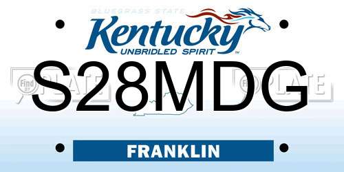 S28MDG Kentucky License Plate