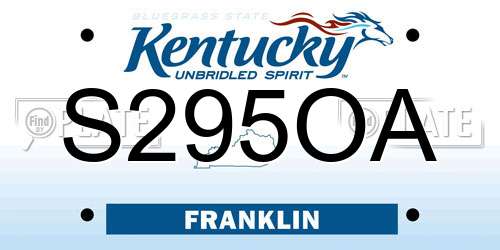 S295OA Kentucky License Plate
