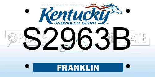 S2963B Kentucky License Plate