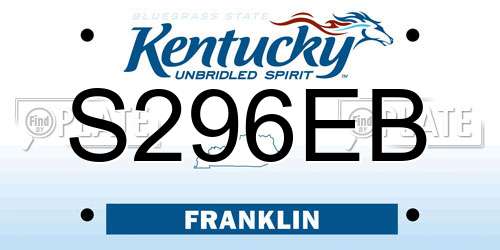 S296EB Kentucky License Plate