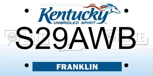S29AWB Kentucky License Plate