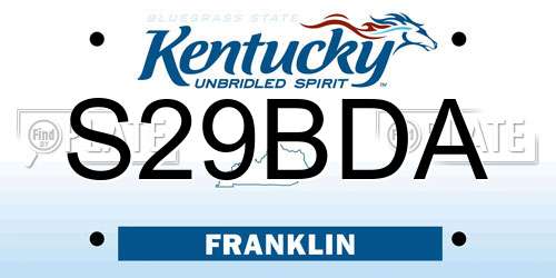 S29BDA Kentucky License Plate