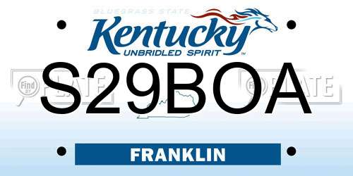 S29BOA Kentucky License Plate