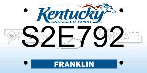 S2E792 Kentucky License Plate