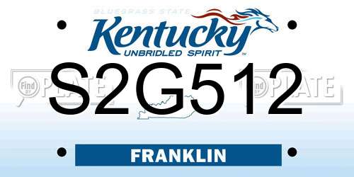 S2G512 Kentucky License Plate
