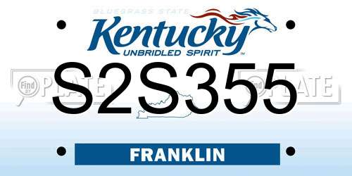 S2S355 Kentucky License Plate