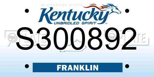S300892 Kentucky License Plate