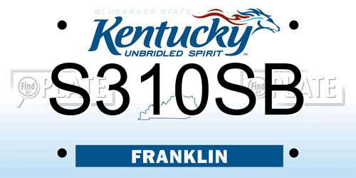 S310SB Kentucky License Plate