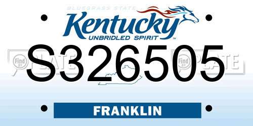 S326505 Kentucky License Plate
