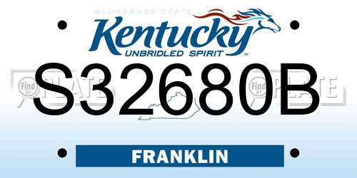 S32680B Kentucky License Plate