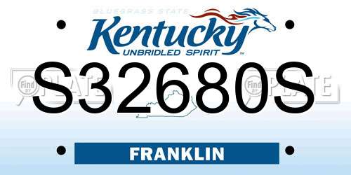 S32680S Kentucky License Plate