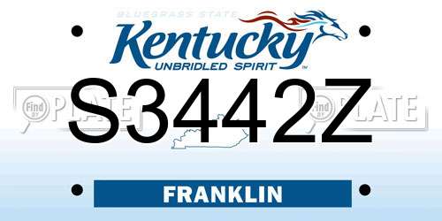 S3442Z Kentucky License Plate