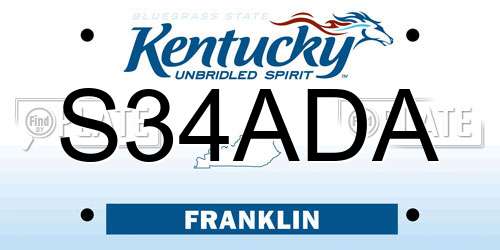 S34ADA Kentucky License Plate