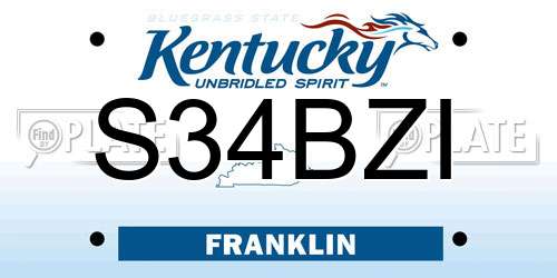 S34BZI Kentucky License Plate
