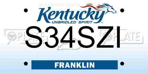 S34SZI Kentucky License Plate