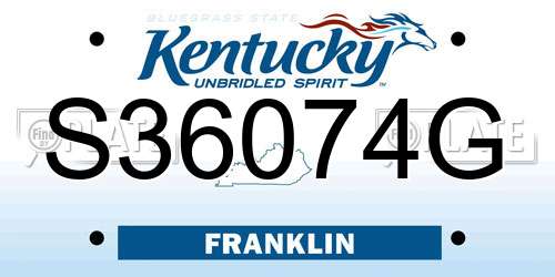 S36074G Kentucky License Plate