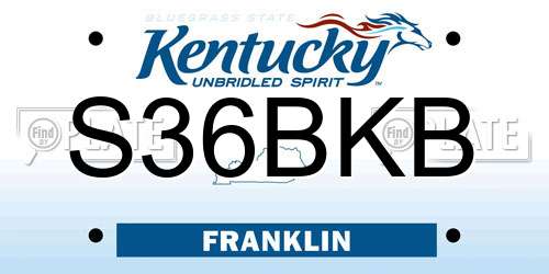 S36BKB Kentucky License Plate