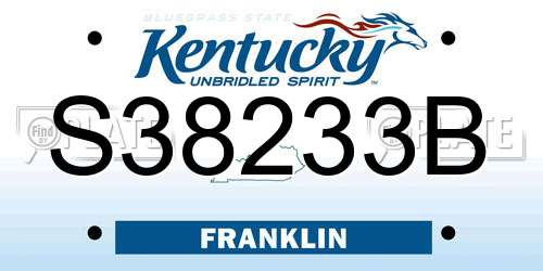 S38233B Kentucky License Plate