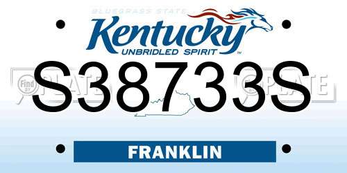 S38733S Kentucky License Plate