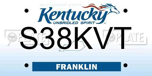 S38KVT Kentucky License Plate