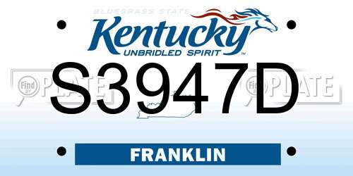 S3947D Kentucky License Plate
