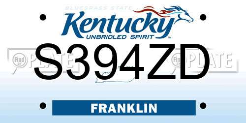 S394ZD Kentucky License Plate
