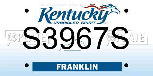 S3967S Kentucky License Plate