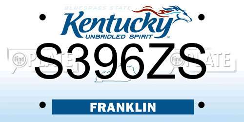 S396ZS Kentucky License Plate