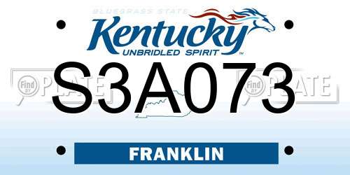 S3A073 Kentucky License Plate