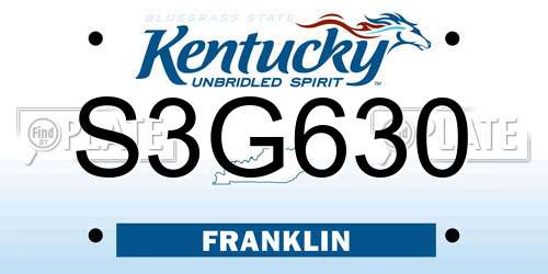 S3G630 Kentucky License Plate