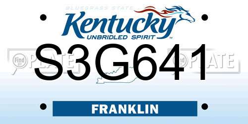 S3G641 Kentucky License Plate