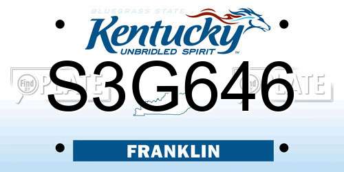 S3G646 Kentucky License Plate