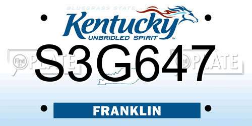 S3G647 Kentucky License Plate