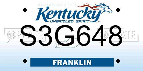 S3G648 Kentucky License Plate