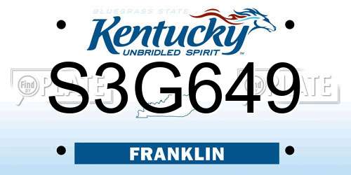 S3G649 Kentucky License Plate